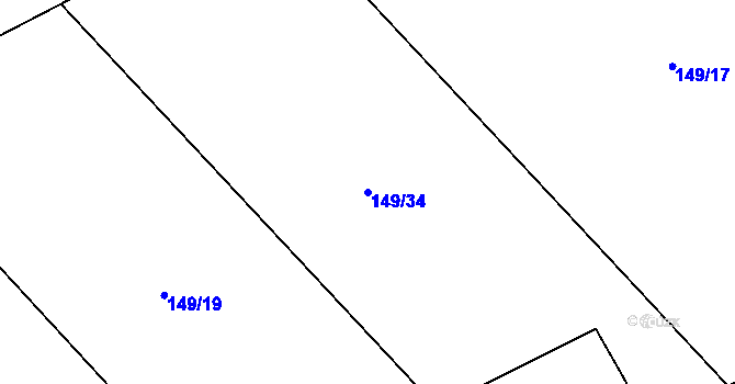 Parcela st. 149/34 v KÚ Dlouhá Lhota u Dobříše, Katastrální mapa