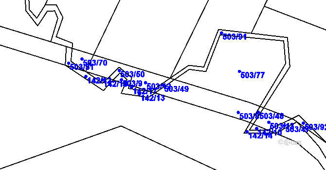 Parcela st. 503/49 v KÚ Dlouhá Lhota u Tábora, Katastrální mapa