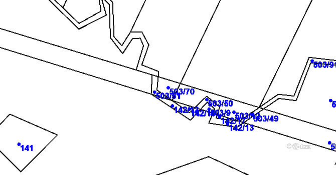 Parcela st. 503/70 v KÚ Dlouhá Lhota u Tábora, Katastrální mapa