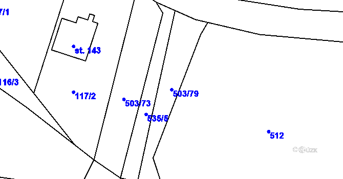 Parcela st. 503/79 v KÚ Dlouhá Lhota u Tábora, Katastrální mapa
