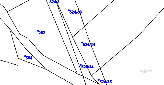 Parcela st. 524/34 v KÚ Dlouhá Lhota u Tábora, Katastrální mapa
