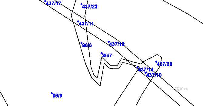 Parcela st. 86/7 v KÚ Dlouhá Lhota u Tábora, Katastrální mapa