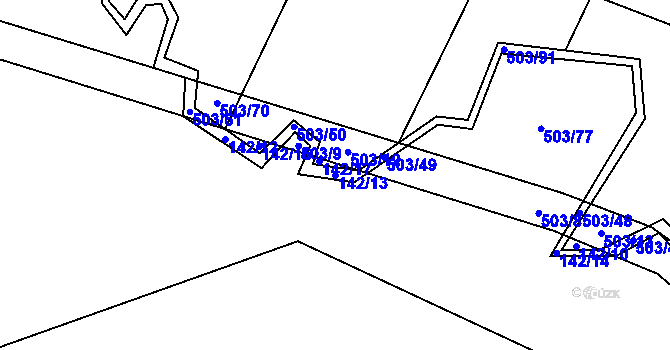 Parcela st. 142/13 v KÚ Dlouhá Lhota u Tábora, Katastrální mapa