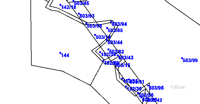 Parcela st. 152/34 v KÚ Dlouhá Lhota u Tábora, Katastrální mapa
