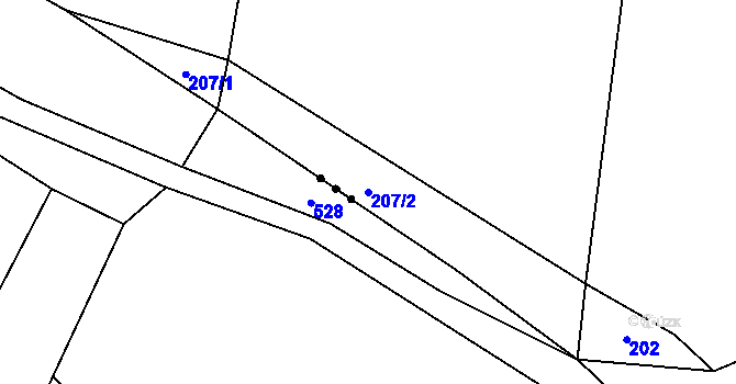 Parcela st. 207/2 v KÚ Dlouhá Lhota u Tábora, Katastrální mapa
