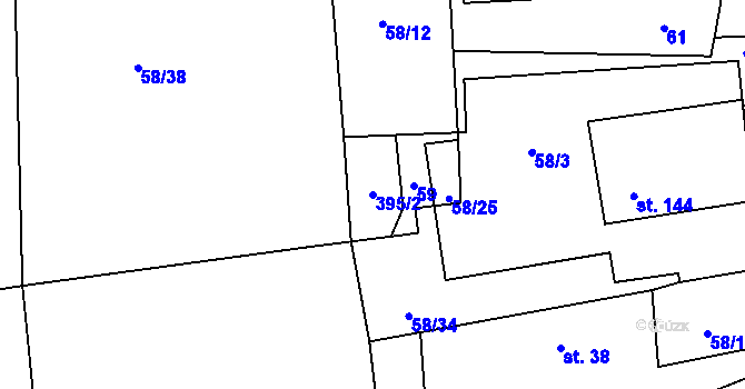 Parcela st. 395/2 v KÚ Dlouhá Lhota u Tábora, Katastrální mapa