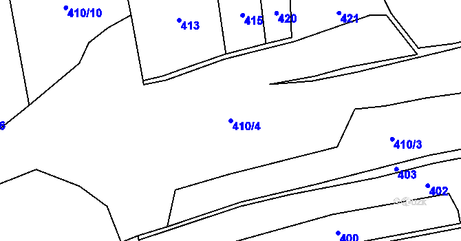Parcela st. 410/4 v KÚ Dlouhá Lhota u Tábora, Katastrální mapa