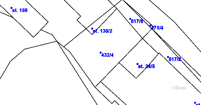 Parcela st. 432/4 v KÚ Dlouhá Lhota u Tábora, Katastrální mapa