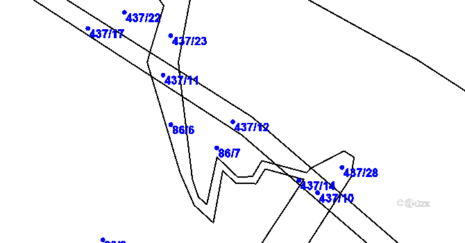 Parcela st. 437/12 v KÚ Dlouhá Lhota u Tábora, Katastrální mapa