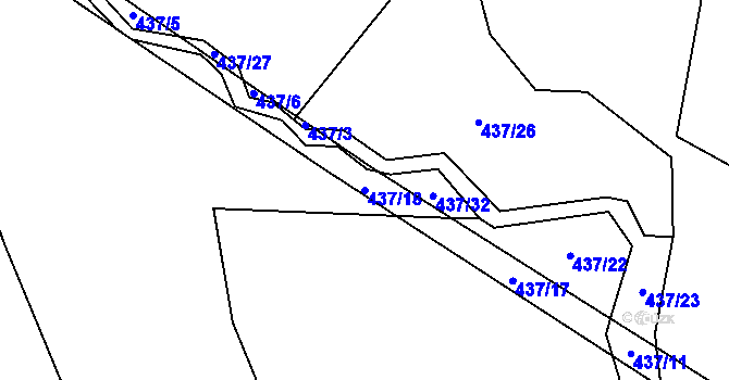 Parcela st. 437/18 v KÚ Dlouhá Lhota u Tábora, Katastrální mapa