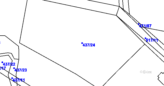 Parcela st. 437/24 v KÚ Dlouhá Lhota u Tábora, Katastrální mapa