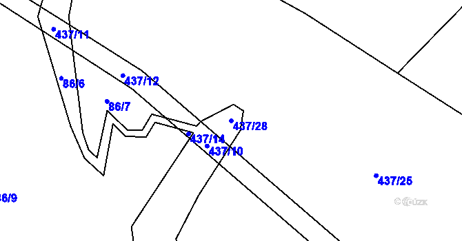 Parcela st. 437/28 v KÚ Dlouhá Lhota u Tábora, Katastrální mapa