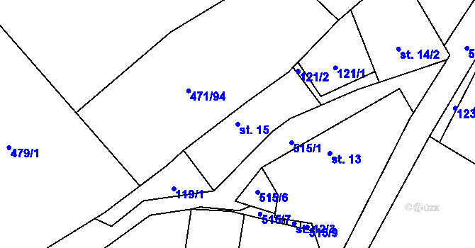 Parcela st. 15 v KÚ Dlouhá Lhota u Tábora, Katastrální mapa