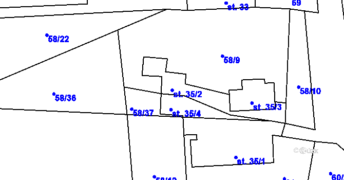 Parcela st. 35/2 v KÚ Dlouhá Lhota u Tábora, Katastrální mapa