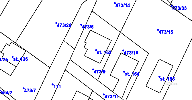 Parcela st. 152 v KÚ Dlouhá Lhota u Tábora, Katastrální mapa