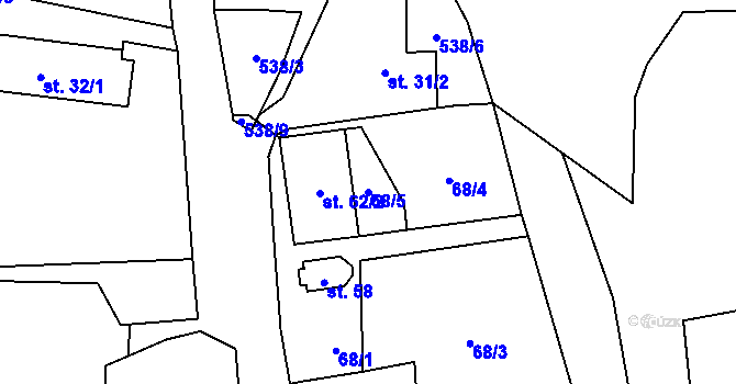 Parcela st. 68/5 v KÚ Dlouhá Lhota u Tábora, Katastrální mapa
