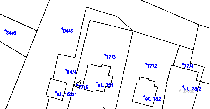 Parcela st. 77/3 v KÚ Dlouhá Lhota u Tábora, Katastrální mapa