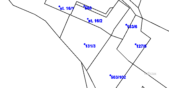 Parcela st. 131/3 v KÚ Dlouhá Lhota u Tábora, Katastrální mapa