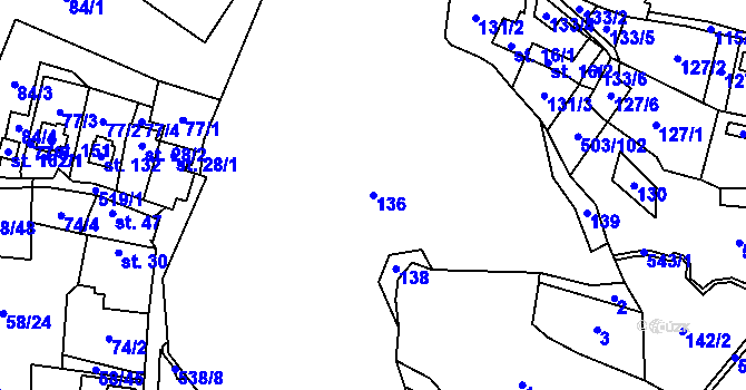 Parcela st. 136 v KÚ Dlouhá Lhota u Tábora, Katastrální mapa