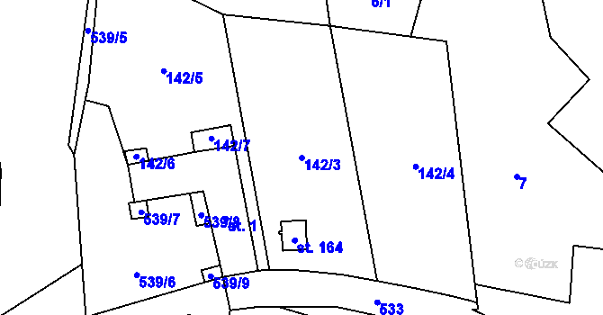 Parcela st. 142/3 v KÚ Dlouhá Lhota u Tábora, Katastrální mapa