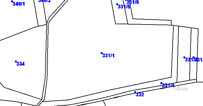 Parcela st. 331/1 v KÚ Dlouhá Lhota u Tábora, Katastrální mapa