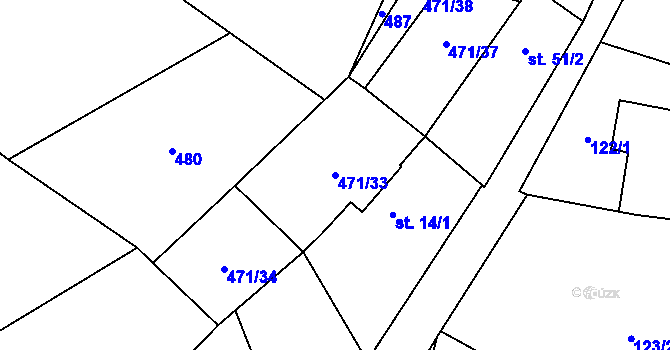 Parcela st. 471/33 v KÚ Dlouhá Lhota u Tábora, Katastrální mapa