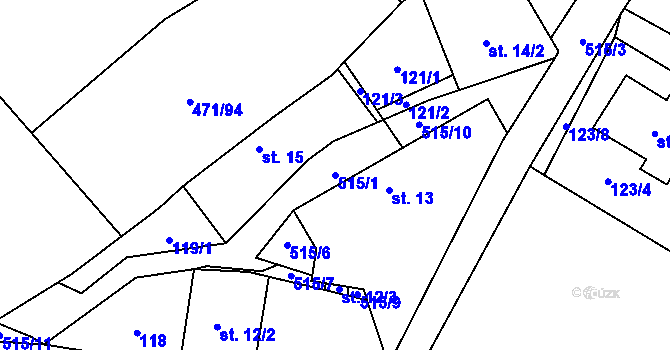Parcela st. 515/1 v KÚ Dlouhá Lhota u Tábora, Katastrální mapa