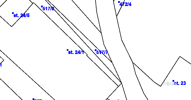 Parcela st. 517/7 v KÚ Dlouhá Lhota u Tábora, Katastrální mapa