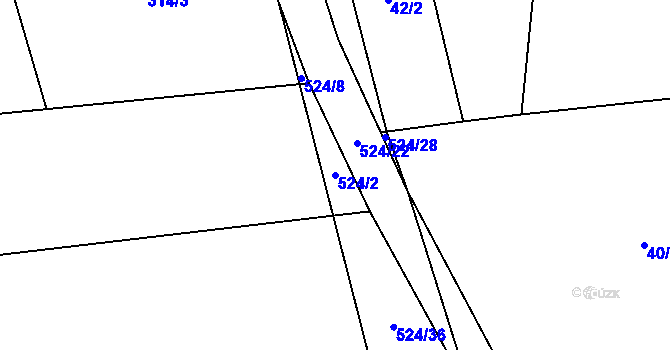 Parcela st. 524/2 v KÚ Dlouhá Lhota u Tábora, Katastrální mapa