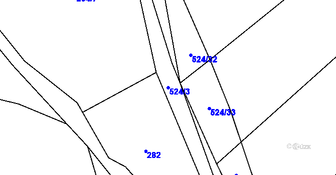 Parcela st. 524/3 v KÚ Dlouhá Lhota u Tábora, Katastrální mapa