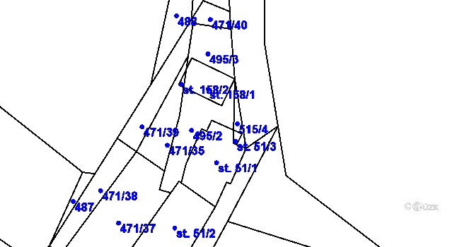 Parcela st. 515/4 v KÚ Dlouhá Lhota u Tábora, Katastrální mapa