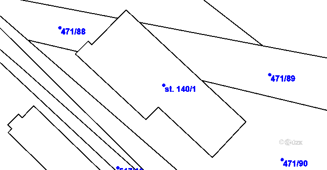 Parcela st. 140/1 v KÚ Dlouhá Lhota u Tábora, Katastrální mapa
