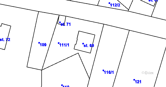 Parcela st. 69 v KÚ Dlouhá Lhota, Katastrální mapa