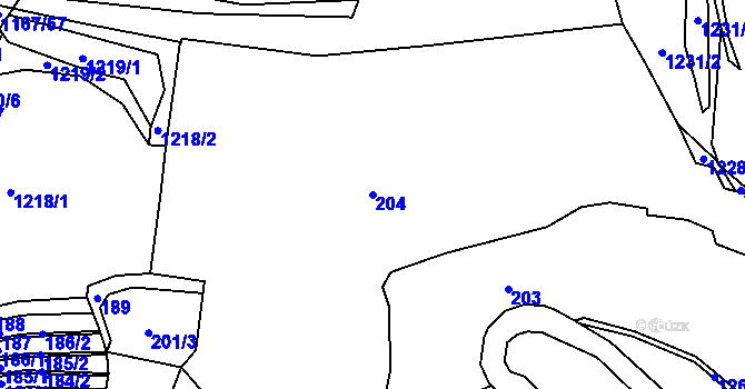 Parcela st. 204 v KÚ Dlouhá Lhota, Katastrální mapa