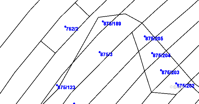 Parcela st. 875/3 v KÚ Dlouhá Lhota, Katastrální mapa