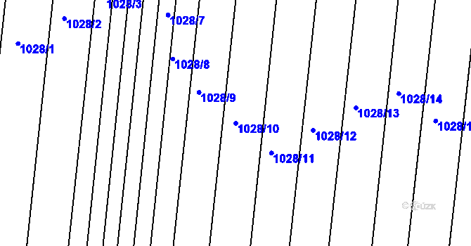 Parcela st. 1028/10 v KÚ Dlouhá Lhota, Katastrální mapa