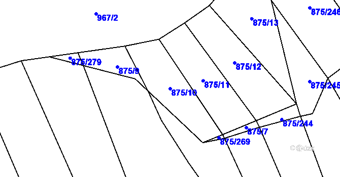 Parcela st. 875/10 v KÚ Dlouhá Lhota, Katastrální mapa