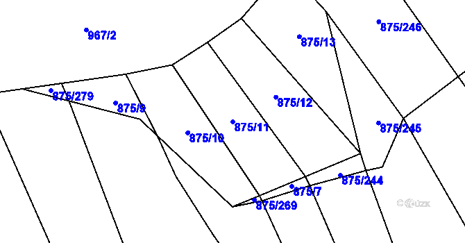 Parcela st. 875/11 v KÚ Dlouhá Lhota, Katastrální mapa