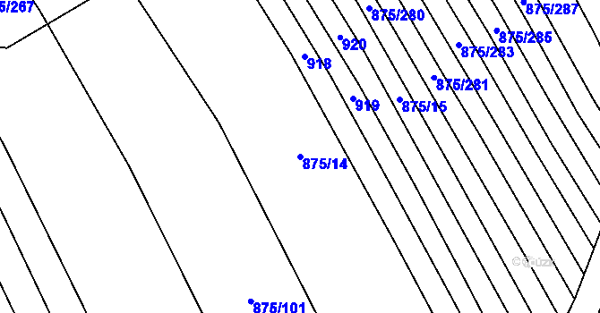Parcela st. 875/14 v KÚ Dlouhá Lhota, Katastrální mapa