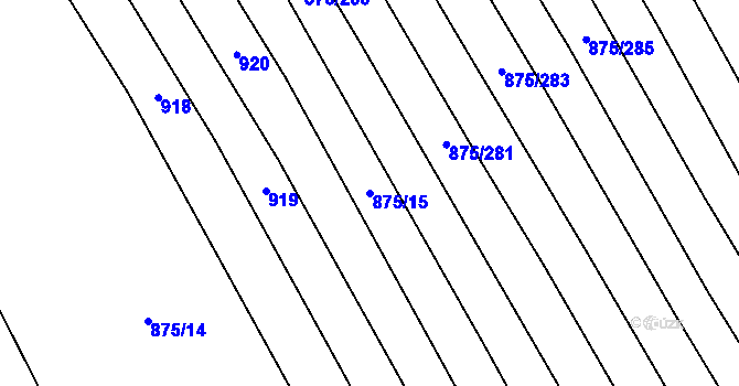 Parcela st. 875/15 v KÚ Dlouhá Lhota, Katastrální mapa