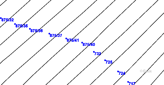 Parcela st. 875/40 v KÚ Dlouhá Lhota, Katastrální mapa