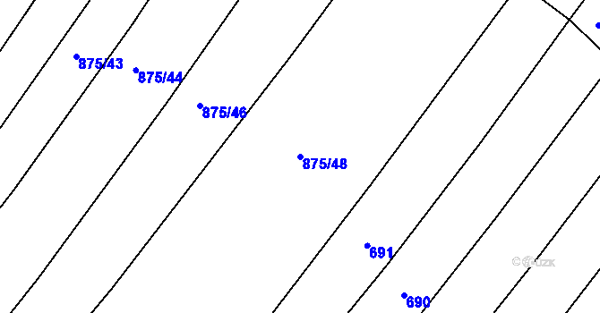 Parcela st. 875/48 v KÚ Dlouhá Lhota, Katastrální mapa