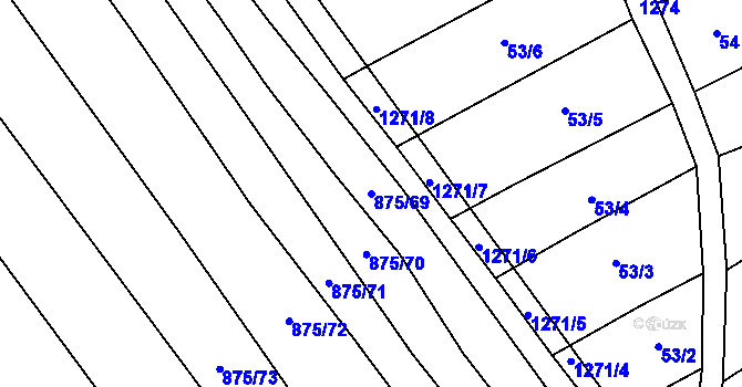 Parcela st. 875/69 v KÚ Dlouhá Lhota, Katastrální mapa