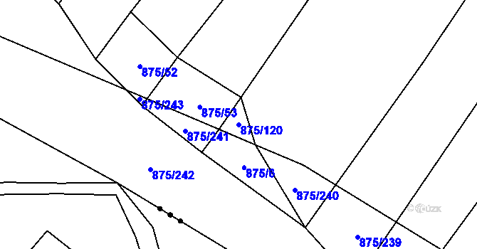 Parcela st. 875/120 v KÚ Dlouhá Lhota, Katastrální mapa
