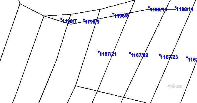 Parcela st. 1167/21 v KÚ Dlouhá Lhota, Katastrální mapa