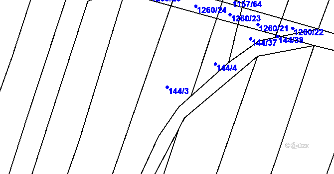 Parcela st. 144/3 v KÚ Dlouhá Lhota, Katastrální mapa