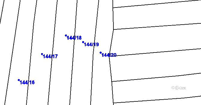 Parcela st. 144/20 v KÚ Dlouhá Lhota, Katastrální mapa