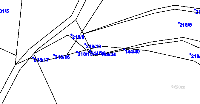 Parcela st. 144/34 v KÚ Dlouhá Lhota, Katastrální mapa