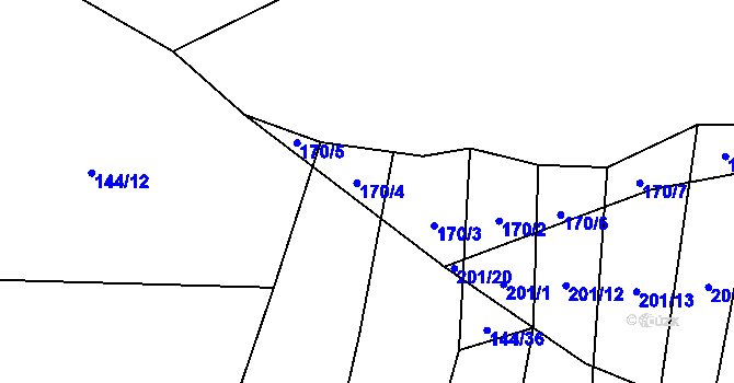 Parcela st. 170/4 v KÚ Dlouhá Lhota, Katastrální mapa