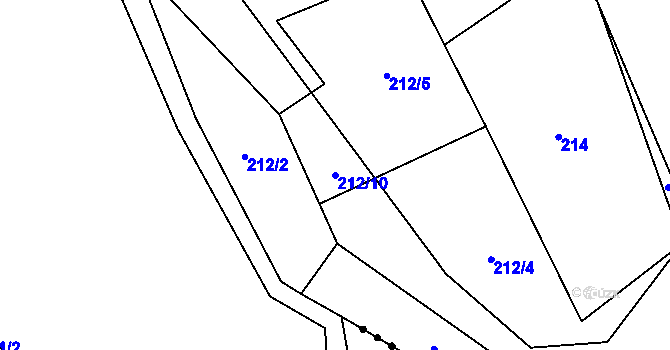 Parcela st. 212/10 v KÚ Dlouhá Lhota, Katastrální mapa